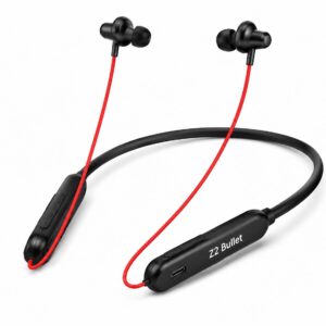Vexlo Z2 Bullet Wireless Neckband with Deep Bass, HD Sound, Magnetic Earbuds, Built-in Mic & Comfortable Fit for Music, Calling & Daily Use ( Red and Black